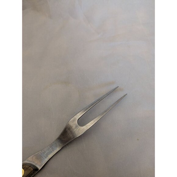 Vintage Meat Fork 10" Wood Handle Stainless Steel - Picture 5 of 8